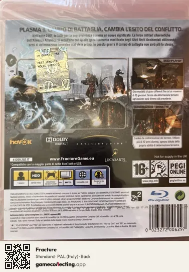 Fracture PlayStation 3, Italy box back