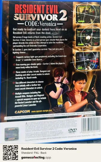 Resident Evil Survivor 2 Code: Veronica PlayStation 2, PAL box back