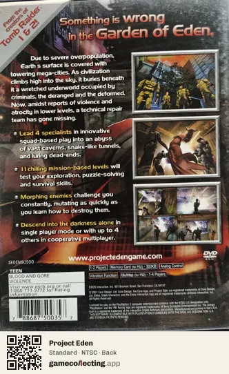 Project Eden PlayStation 2, NTSC box back