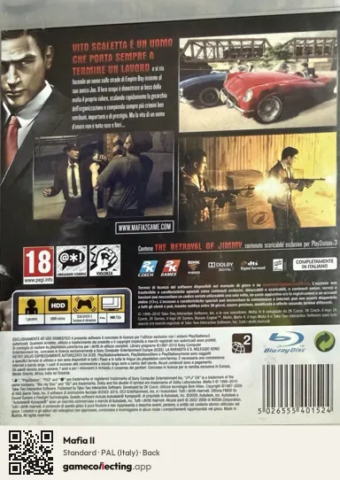 Mafia II PlayStation 3, Italy box back