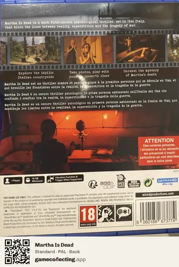 Martha Is Dead PlayStation 5, PAL box back