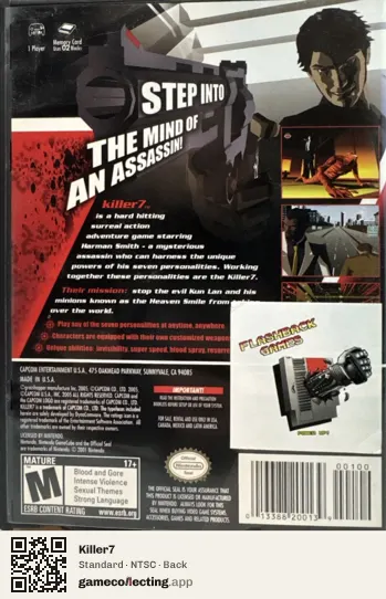 Killer7 Nintendo GameCube, NTSC box back