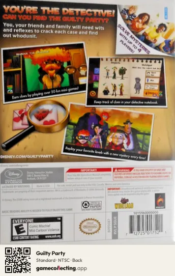 Guilty Party Nintendo Wii, NTSC box back
