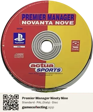 Premier Manager Ninety Nine PlayStation, PAL disc