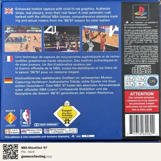 NBA ShootOut '97 PlayStation, PAL box back