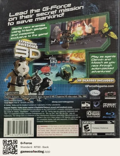 G-Force PlayStation 3, NTSC box back