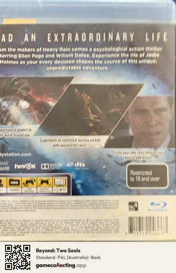 Beyond: Two Souls PlayStation 3, Australia box back