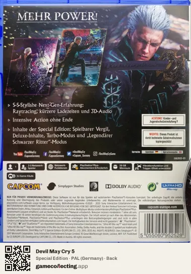 Devil May Cry 5 PlayStation 5, Germany box back