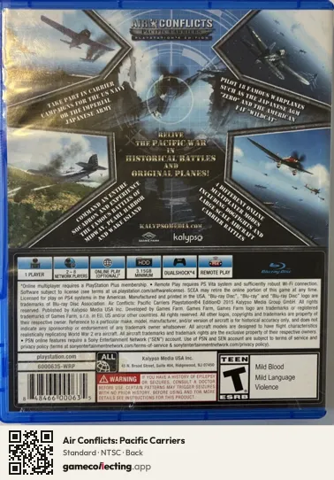 Air Conflicts: Pacific Carriers PlayStation 4, NTSC box back