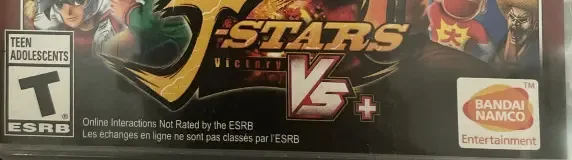 J-Stars Victory Vs, the ESRB box on its front