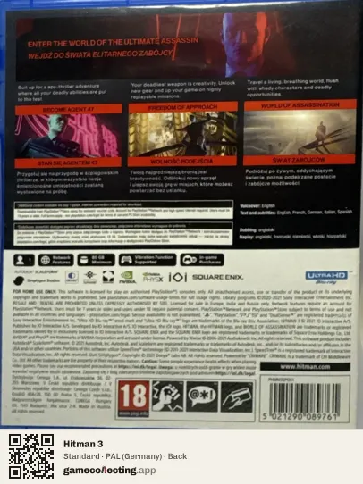 Hitman 3 PlayStation 5, Germany box back