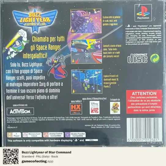 Buzz Lightyear of Star Command PlayStation, Italy box back