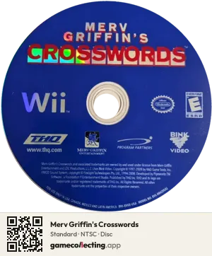 Merv Griffin's Crosswords Nintendo Wii, NTSC disc