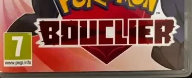 Pokémon Shield, the PEGI square on its front