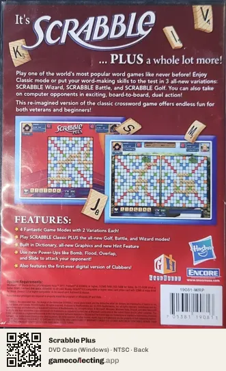 Scrabble Plus Computer, NTSC box back
