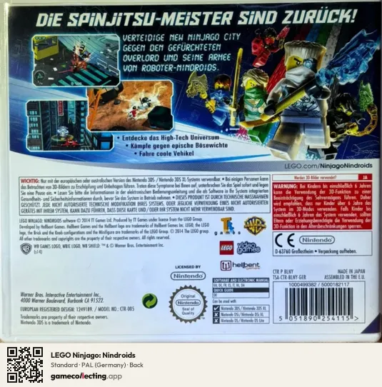 LEGO Ninjago: Nindroids Nintendo 3DS, Germany box back
