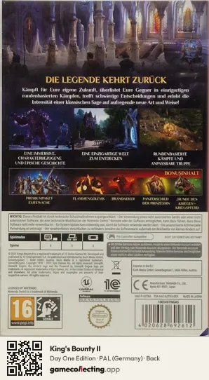 King's Bounty II Nintendo Switch, Germany box back