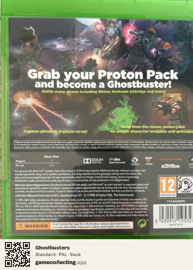 Ghostbusters Xbox One, PAL box back