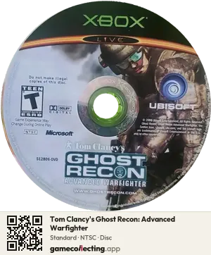 Tom Clancy's Ghost Recon: Advanced Warfighter Xbox, NTSC disc