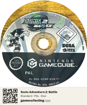 Sonic Adventure 2: Battle Nintendo GameCube, PAL disc