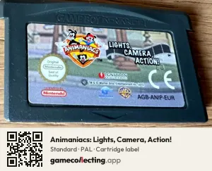 Animaniacs: Lights, Camera, Action! Game Boy Advance, PAL cartridge label