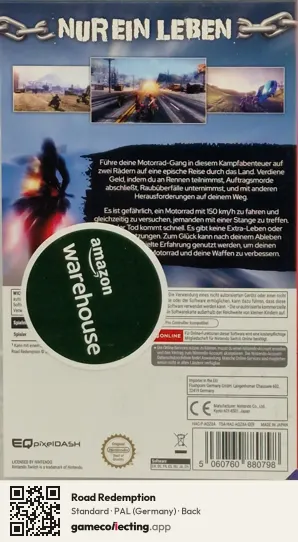 Road Redemption Nintendo Switch, Germany box back