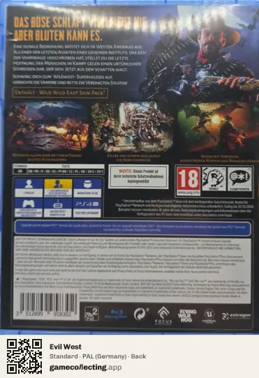 Evil West PlayStation 4, Germany box back