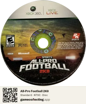 All-Pro Football 2K8 Xbox 360, NTSC disc