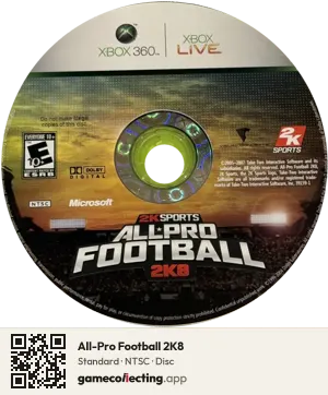 All-Pro Football 2K8 Xbox 360, NTSC disc