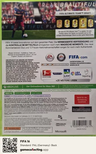 FIFA 16 Xbox 360, Germany box back