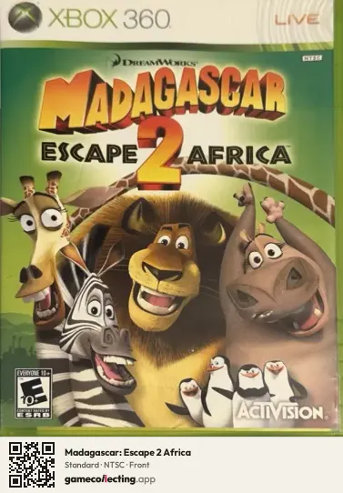 Madagascar: Escape 2 Africa Xbox 360, NTSC box front