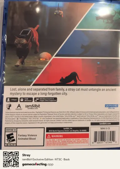 Stray PlayStation 4, NTSC box back