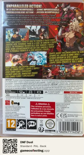 DNF Duel Nintendo Switch, PAL box back
