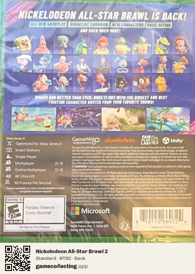 Nickelodeon All-Star Brawl 2 Xbox Series X, NTSC box back