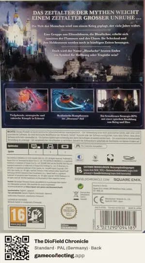 The DioField Chronicle Nintendo Switch, Germany box back