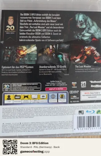 Doom 3: BFG Edition PlayStation 3, Germany box back