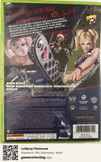 Lollipop Chainsaw Xbox 360, Germany box back
