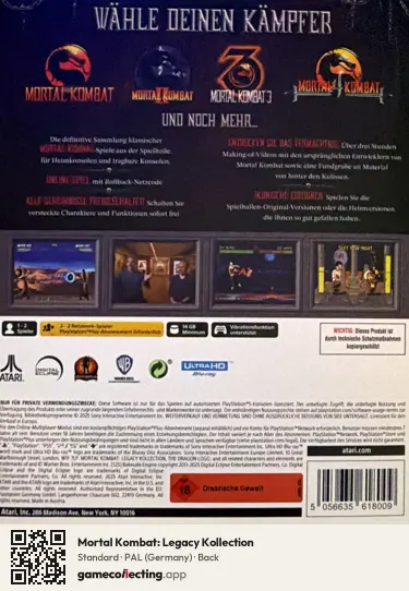 Mortal Kombat: Legacy Kollection PlayStation 5, Germany box back