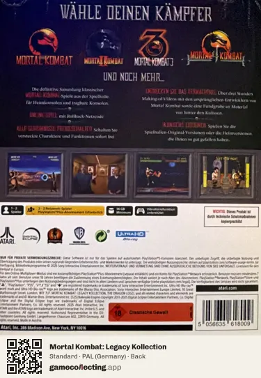 Mortal Kombat: Legacy Kollection PlayStation 5, Germany box back