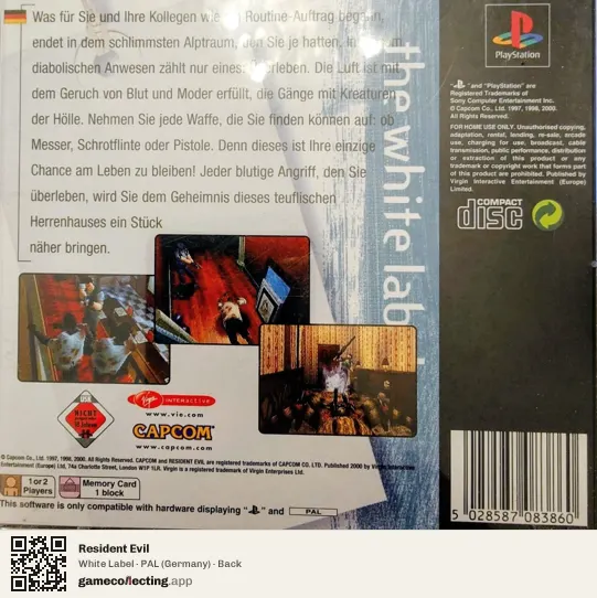Resident Evil PlayStation, Germany box back