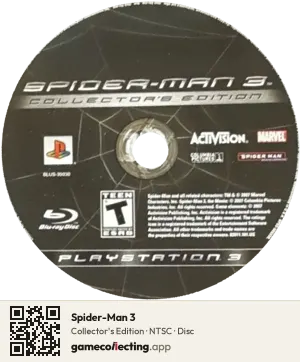Spider-Man 3 PlayStation 3, NTSC disc