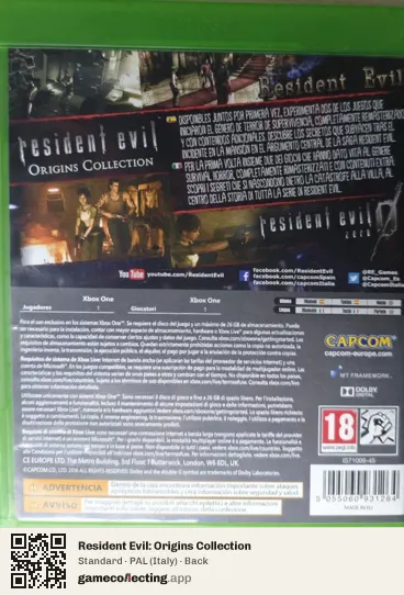 Resident Evil: Origins Collection Xbox One, Italy box back