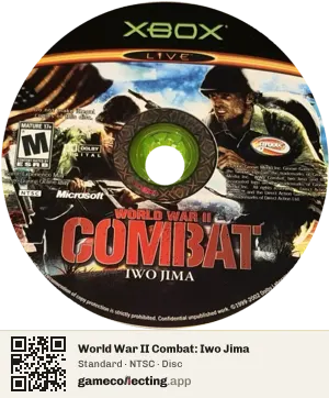 World War II Combat: Iwo Jima Xbox, NTSC disc