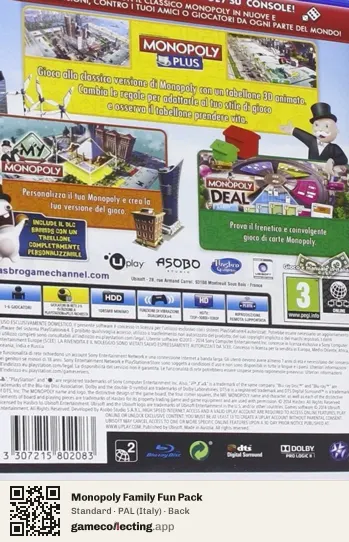Monopoly Family Fun Pack PlayStation 4, Italy box back