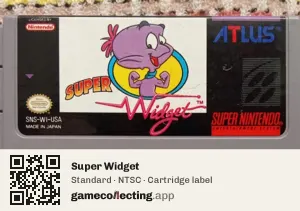 Super Widget Super Nintendo Entertainment System, NTSC cartridge label