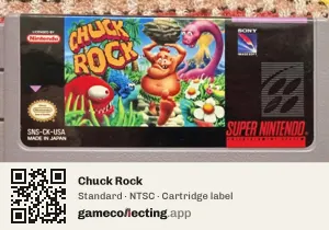 Chuck Rock Super Nintendo Entertainment System, NTSC cartridge label
