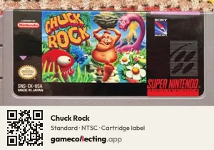 Chuck Rock Super Nintendo Entertainment System, NTSC cartridge label