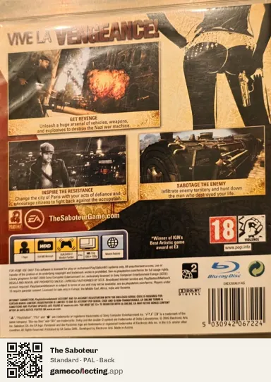 The Saboteur PlayStation 3, PAL box back