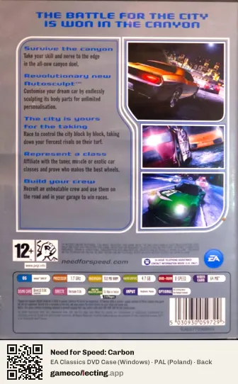 Need for Speed: Carbon Computer, Poland box back