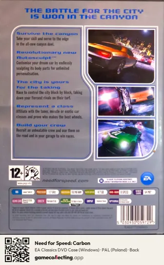 Need for Speed: Carbon Computer, Poland box back